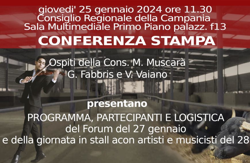 25.1.24 al Consiglio Regionale a Napoli in conferenza stampa i dettagli della due giorni di sabato e domenica con gli esperti e gli artisti