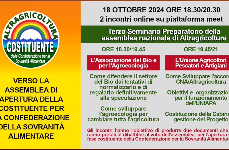 18 /10 Due Workshop. Il Bio e L’unione Agricoltori, Pescatori e Artigiani