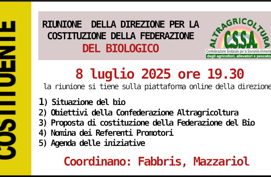 Riunione di Altragricoltura per organizzare le piccole e medie imprese del BIO