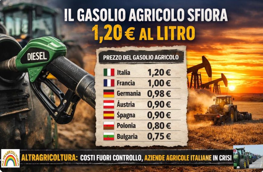 Gasolio agricolo a 1,20 euro. Altragricoltura: imprese agricole e ittiche pagano più del resto d’Europa